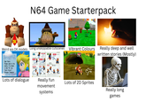 N64 Game Starterpack DK Weird ass DK models Long unskippable cutscenes Dear Mario: Please come to the castle. I've baked a cake for you. Yours truly-- Princess Toadstool Peach Lots of dialogue 0+0 +9+9++ 70+0+0++0 0+0 ++Z+O Vibrant Colours LAP 1/3 TIME 00°0776 Really deep and well written stories (Mostly) Really fun movement systems Lots of 2D Sprites Really long games