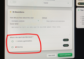 3) Questions Hybrid How did you hear about this role? GitHub Company website https://github.com/username Cover letter Optionally tell us why you're excited about this role. What's the sport you like more? * Artistic gymnastics Boxing context context Save draft Submit application warsaw In Progr ● Tips Fiel Use ofte You Gith