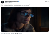 A "tweet":https://knowyourmeme.com/memes/sites/twitter-x using the image of Jessica Chastain looking at a computer from the upcoming Apple TV+ show _The Savant_.