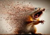 The original Disintegrating Squirrel "meme":https://knowyourmeme.com/memes/memes, showing a squirrel screaming and vaporizing. The image is seemingly "AI-generated":https://knowyourmeme.com/memes/cultures/ai-artificial-intelligence, although unconfirmed.