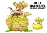 A drawing of Mega Victreebel as a human woman. The art is by @RhymeWithRay.