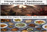 How other factions see Chaos Daemons: How the Ogre Kingdoms see them: imgflip.com