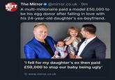 Mirr The Mirror @mirror.co.uk • 9m or A multi-millionaire paid a model £50,000 to be his egg donor after falling in love with his 24-year-old daughter's ex-boyfriend. 'I fell for my daughter's ex then paid £50,000 to stop our baby being ugly' www.mirror.co.uk
