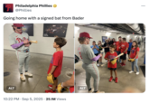 The Philadelphia Philies gifted the young boy who had his homerun baseball taken away from him a signed baseball bat from Harrison Bader after the match on September 5th. 