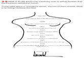 HERE IT IS: We got Trump's birthday note to Jeffrey Epstein that the President said doesn't exist. Trump talks about a "wonderful secret” the two of them shared. What is he hiding? Release the files! Voice Over: There must be more to life than having everything. Donald Yes. there is, but I won't tell you what it is. Jeffrey Nor will I, since I also know what it is. Donald We have certain things in common, Jeffrey. Jeffrey Yes, we do, come to think of it. Donald Enigmas never age, have you noticed that? Jeffrey As a matter of fact, it was clear to me the last time I saw you. Donald A pal is a wonderful thing. Happy Birthday- and buy every day be another wonderful secret. Donald J. Trump W