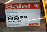 749 13302 Sale! Oral-B i05 Electric Toothbrush Black Reg. $99.99 9999 Save $0 T1279/867102242/049-11-6985 A 44 (1) 1-1-3.90 8/24 to 8/30