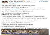 Raymond Guo in ⚫ 2nd Noon Al | Recruiters, Never Source... Visit my website 1h We had front row seats at the US Open But didn't watch a single point. + Follow Because at Noon AI, when a customer needs help, everything else stops. We don't believe in work-life balance. We believe in customer balance. If they're on, we're on. There are no evenings. No weekends. No excuses. The match, the weekend, the dinner, the date... gone Customer obsession is the only way to build something lasting. This is not a job. This is a mission. The match ended. The bug was fixed. Our customers were happy. At Noon Al, that's the only grand slam we care about. Emirates TEM CHASE O us apen CHASE O