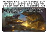 When the Cleric runs out of spell slots and has to break out the Healers Kit Hell's yah, bruh.... That oregano oil is kickin in. That s---'s fire! DON'T WORRY BUDDY. I'VE GOT SOME ESSENTIAL OILS DOING THEIR WORK.