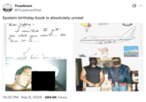A "quote-tweet":https://knowyourmeme.com/memes/quote-retweets-qrts of "Donald Trump's":https://knowyourmeme.com/memes/people/donald-trump alleged drawing in Jeffrey Epstein's 50th birthday book in 2003.