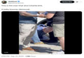 A "tweet":https://knowyourmeme.com/memes/sites/twitter-x "reposting":https://knowyourmeme.com/memes/repost the video of the alleged gunman in the Charlie Kirk shooting.