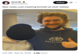 X user @sonochichi posted a tweet joking about meeting Jschlatt in Utah Valley on September 10th, 2025, linking him to the death of conservative political commentator Charlie Kirk, who was killed at an event at Utah Valley University on the same day.