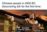 Chinese people in 4000 BC discovering silk for the first time: THAT WORM IS POOPING MONEY! boredpanda.com
