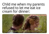Child me when my parents refused to let me eat ice cream for dinner: w/Puzzleheaded_Step468 Sounds an awful lot like a dictatorship to me