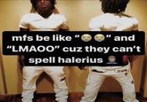 mfs be like " "and "LMAOO" cuz they can't spell halerius