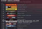 TOP SELLERS Top 100 selling games right now, by revenue RANK 1 BORDERLANDS Borderlands 4 2 3 4 5 6 III COUNTER STRIKE Counter-Strike 2 MARVEL RIVALS Marvel Rivals HELLDIVERS II A INTO THE UF HELLDIVERSTM 2 Q STEAM DECK Steam Deck HOLLOW KNIGHT SILKSONG Hollow Knight: Silksong 7 26 NBA 2K26 8 PATHGTON EXILE Path of Exile 2 Guys, stop spending money on 2K SPACE MARINE 9 ANNIVER 10 11 12 ammer 40 000: Space Marine 2 games...like come on FEMBOY & FUTA HOUSE! FEMBOY FUTA HOUSE Shape Shape Dreams of Dreams DESTINY 2 Destiny 2