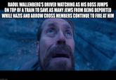 RAOUL WALLENBERG'S DRIVER WATCHING AS HIS BOSS JUMPS ON TOP OF A TRAIN TO SAVE AS MANY JEWS FROM BEING DEPORTED WHILE NAZIS AND ARROW CROSS MEMBERS CONTINUE TO FIRE AT HIM maflip.com