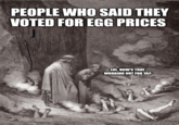 PEOPLE WHO SAID THEY VOTED FOR EGG PRICES LOL, HOW'S THAT WORKING OUT FOR YA?