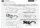 X user @pombodesign tweeted, "Thoughts on this one?" alongside a graphic showing viewers how to "Draw Text In Any Shape." The poster contained steps on how to write the word "gecko" in the shape of a lizard. 