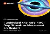 reddit u/89abdullah49 I unlocked the rare 400- Day Streak achievement on Reddit Unlock #1,414,320 • Rare reddit.com