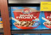 S ER Flavored Kellogg's Wendy's FROSTY CHOCOLATEY CEREAL FLAVORED WITH OTHER NATURAL FLAVORS FREESMALL FROSTY WITH ANY PURCHASE-OFFER IN WENDY'S APP FOR DETAILE Kellogg's Wendy's Cere 8.3 OZ 0003800026323 FI ENLARGED TO SHOW TEXTURE WITH WENDY'S FROSTY SAVE $200 on ONE Cumon, alla Calor - ady's sty when you buy any ONE (0) Cemal 2 or Large 05 or Larger Aya) colate Flavored Multi-Grain Cereal with Marshmallows NET WT 8.3 OZ (235g) ENLARGED TO SHOW TEXTURE WITH W 150 1 200 17 CALORIES SAT FAT SODIUM TOTAL PER 1 1/2 CUP SERVING NET W 150 200 17 1. CALORIES SAT FAT SODIUM 5% DV PER 1 1/2 CUP SERVING SUGARS FRUIT Werways Kellogg's FROSTY CHOCOLATEY CEREAL
