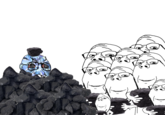 An anonymous /qa/ user posted a Soyjak showing a gem being buried under coal on May 24th, 2021, marking one of the earliest known gem and coal-related Soyjaks on the board.