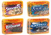 EW! MIN PACK Lunchables FUN SNACKS Smores TWINPACK Lunchables FUN SNACKS Fudge Brownie THONDACK Lunchables FUN SNACKS Chips Ahay Cookie Soff frosting INDACK Lunchables FUN SNACKS OREO Cookies resting