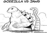 GODZILLA VS JAWS bryankellydraws.com