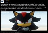 A version of the "you can love a character" copypasta. The copypasta is about Shadow from Sonic.