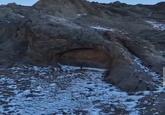 An image of an alleged giant door found in Kazakhstan mountains. The video is unconfirmed.
