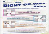 US Department of Transportation National Highway Traffic Safety Administration ***** NHTSA RIGHT-OF-WAY Rules All vehicles must follow right-of-way rules to safely cross intersections. Right-of-way helps you decide who goes first at an intersection. Base Rule: First to Stop = First to Go. The first vehicle at the intersection goes through the intersection first. If base rule doesn't apply: Farthest Right Goes First. When two vehicles get to the intersection at the same time, the vehicle on the right goes first; it has the right-of-way. If neither the base rule or furthest right rule apply: Straight Traffic Goes First. When two vehicles are directly across from each other, and one is turning left, the one that is going straight goes first. When in Doubt, Bail Out. This trumps all rules. Even if you have the right-of-way, if for any reason you feel uncomfortable or that your safety is threatened, let the other traffic go ahead. Your safety always comes first. 8005-090412vla S