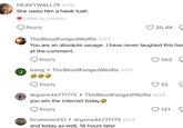 HEAVYWALL79 6/22 She owes him a hawk tuah J Liked by creator Reply The BloodFanged Wolfie 6/23 30.4K You are an absolute savage. I have never laughed this har at the comment. Reply bang The Blood Fanged Wolfie 6/23 9299 Reply 562 55 drgenx46771775 The Blood Fanged Wolfie 6/23 you win the Internet today > Reply 121 Drummin451 ▸ drgenx46771775 6/24 and today as well, 18 hours later