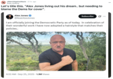 Redditor /u/Rube_Golberg reposted the X post originally posted by _Info Wars_ host Alex Jones, showing off his new Hitler-style mustache. 