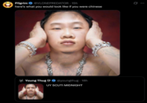 A "Here's What You Would Look Like If You Were Black or Chinese":https://knowyourmeme.com/memes/heres-what-you-would-look-like-if-you-were-black-or-chinese "tweet":https://knowyourmeme.com/memes/sites/twitter-x about white "Young Thug":https://knowyourmeme.com/memes/people/young-thug on the cover of his September 2025 album _UY SCUTI_.
