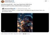 X user @AbroadInJapan tweeted, "Introducing SLOP - the new feed from META AI. How on earth is this a $1.8 trillion company?"