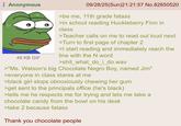 Anonymous 48 KB GIF 09/28/25(Sun)21:21:57 No.82650520 >be me, 11th grade fatass >in school reading Huckleberry Finn in class >Teacher calls on me to read out loud next >Turn to first page of chapter 2 >I start reading and immediately reach the line with the N word >shit_what_do_i_do.wav >"Ms. Watson's big Chocolate N---- Boy, named Jim" >everyone in class stares at me >black girl stops obnoxiously chewing her gum >get sent to the principals office (he's black) >tells me he respects me for trying and lets me take a chocolate candy from the bowl on his desk >take 2 because fatass Thank you chocolate people
