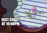 WEST COAST (7PM) EAST COAST AT 10:00PM HAWAII (4PM)