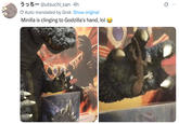 555@utsuchi_san. 4h Auto-translated by Grok Show original Minilla is clinging to Godzilla's hand, lol NDAI NAMCO Q