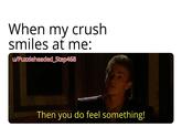 When my crush smiles at me: u/Puzzleheaded_Step468 Then you do feel something!