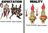 combwix EXPECTATION This is RUDE That is Rier plume REALITY This is RUDE That is his plume Female Custodes Male Custodes Female Custodes Male Custodes