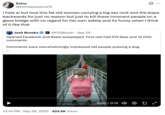 A "tweet":https://knowyourmeme.com/memes/sites/twitter-x about the "AI Video":https://knowyourmeme.com/memes/cultures/ai-video of a woman breaking a glass bridge by jumping backward with a big rock.