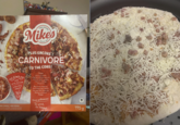 TOUJOURS Mikes DEPUIS 1967 PLUS ENCORE CARNIVORE V PATE LÈVE-AU-FOUR OVEN-RISE CRUST DER CONGELE⚫ KEEP FROZEN ENTATION SUGGÉRÉE SUGGESTED SERVING AVANT DE SERVIR BAKE BEFORE SERVING TO THE CORE! Pizza sauce à la viande, pepperoni, bifteck, saucisse italienne épicée, jambon, bacon et fromage mozzarella Meat sauce, Pepperoni, Beef Steak, Spicy Italian Sausage, Ham, Bacon and Mozzarella Cheese Pizza Trop goûterse! So good, So Yummy! 122 795g