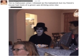 Jun 30 Tbt to Halloween when I dressed as the babadook but my friend's house had more of a grown ups drinking wine vibe