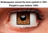 Shakespeare coined the term eyeball in 1591. People's eyes before 1591: imgflip.com