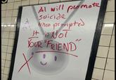 An example of the Friend AI NYC subway ad campaign being graffitied in early October 2025, shortly after it launched.
