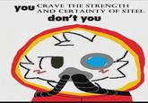 CRAVE THE STRENGTH YOU AND CERTAINTY OF STEEL You don't you