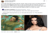 X user @machzazerov quoted a post that read, "'I heard you call me ‘Boring Barbie’ when the coke's got you brave"  Taylor Swift dissing Charli xcx on “Actually Romantic” on "The Life Of A Showgirl"." The tweet read, "i actually feel genuinely sad for charli. this is just such a hurtful thing to do…to be the biggest pop star in the world & call an industry peer a cokehead bc she wrote a vulnerable & beautiful piece of music abt how she respects u so much that she feels small in a room w/ you."