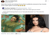 X user @shivroywife quoted a post citing the lyrics, "'I heard you call me ‘Boring Barbie’ when the coke's got you brave"  Taylor Swift dissing Charli xcx on “Actually Romantic” on "The Life Of A Showgirl"." The post read, "help diss tracks are always funny then suddenly everyone has morals when taylor gets involved😭😭😭😭."