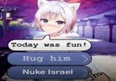 Today was fun! Hug him Nuke Israel
