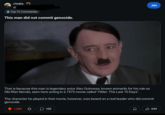 r/truths u/ Top 1% Commenter This man did not commit genocide. Join That is because this man is legendary actor Alec Guinness, known primarily for his role as Obi-Wan Kenobi, seen here acting in a 1973 movie called "Hitler: The Last 10 Days". The character he played in that movie, however, was based on a real leader who did commit genocide. 1,000 102 244