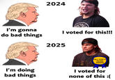 2024 3HT I'm gonna do bad things I voted for this!!! 2025 I'm doing bad things FELL FOR IT AGAIN AWARD I voted for none of this :(